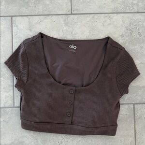 ALO Yoga Chocolate Ribbed Bodysuit